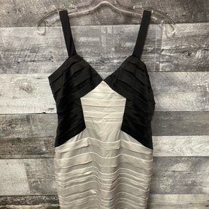 BCBGMaxAzria Silver and Black Cocktail Dress Size 6